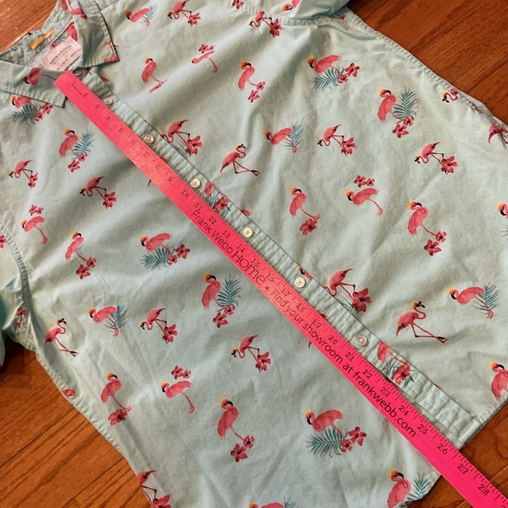 Denim & Flower light turquoise/sea green? flamingo button up size XL slim fit - Picture 7 of 10